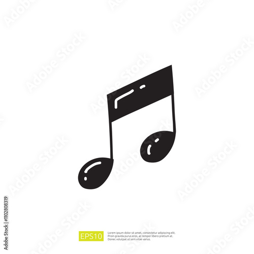 A simple black musical note icon on a white background, representing music and sound.