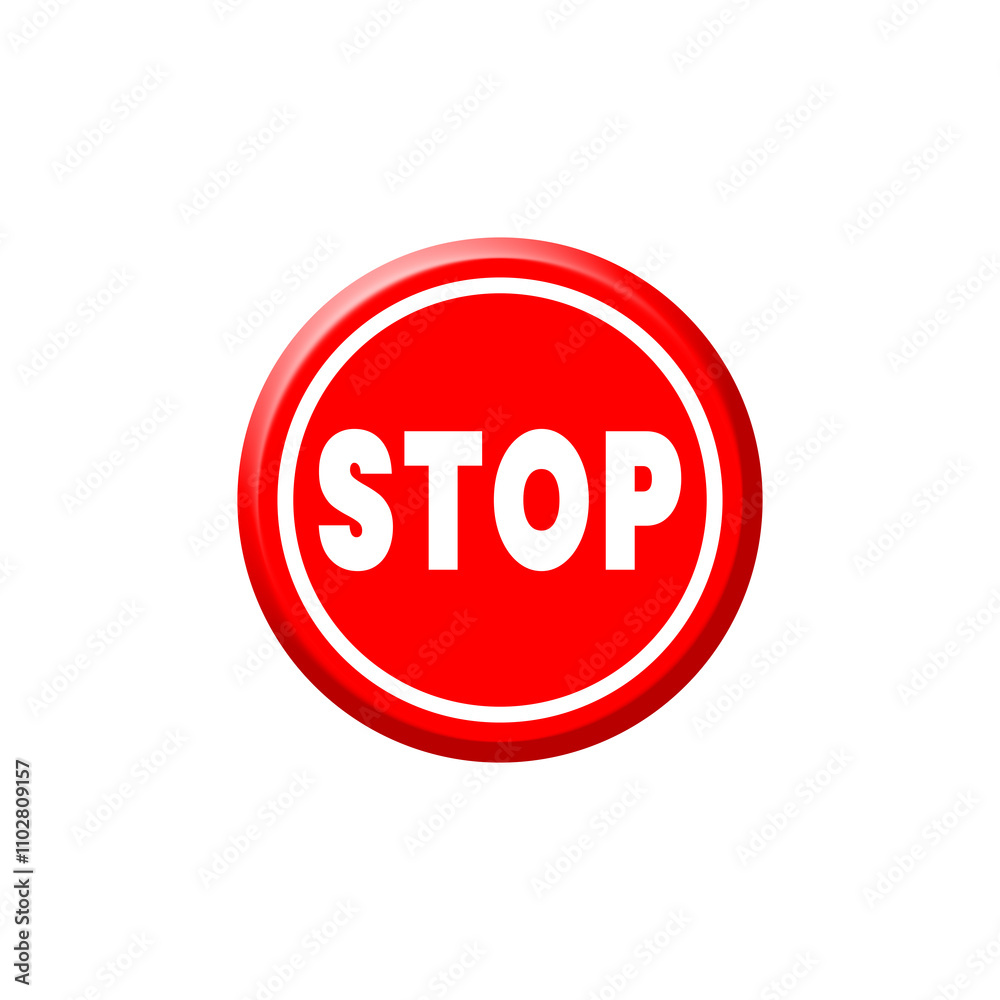 3d stop sign round icon isolated on white 3d stop sign round icon isolated on white