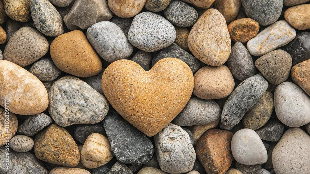 pebbles with a heart-shaped stone at the center pebbles with a heart-shaped stone at the center