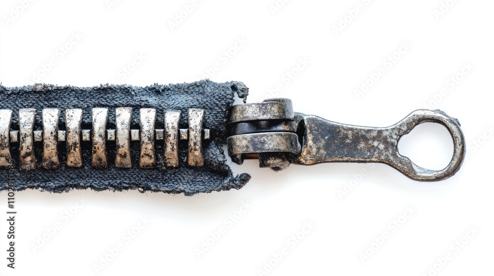 A close-up of a metal zipper on fabric, showcasing its mechanism and design. A close-up of a metal zipper on fabric, showcasing its mechanism and design.