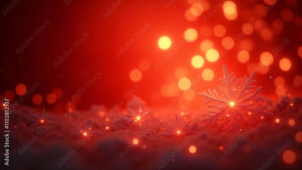 A magical Christmas background with a glowing red gradient, bokeh lights, unique snowflakes, and subtle sparkles. A warm, cozy atmosphere perfect for festive designs and cards A magical Christmas background with a glowing red gradient, bokeh lights, unique snowflakes, and subtle sparkles. A warm, cozy atmosphere perfect for festive designs and cards