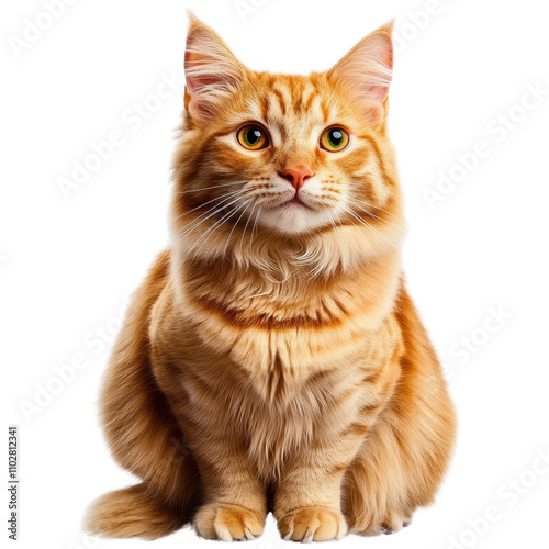 Ginger cat isolated on transparent background