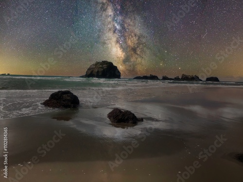 Face Rock with the Constellation in Bandon Oregon. photo