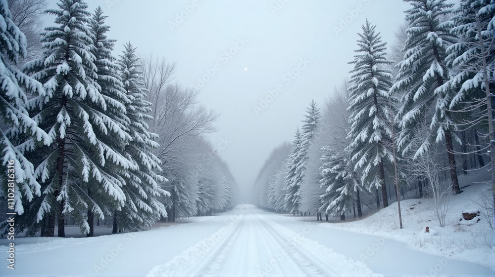 Naklejka premium winter forest in the snow