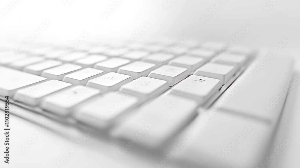 A close-up view of a white keyboard, showcasing its minimalist design and functionality. A close-up view of a white keyboard, showcasing its minimalist design and functionality.