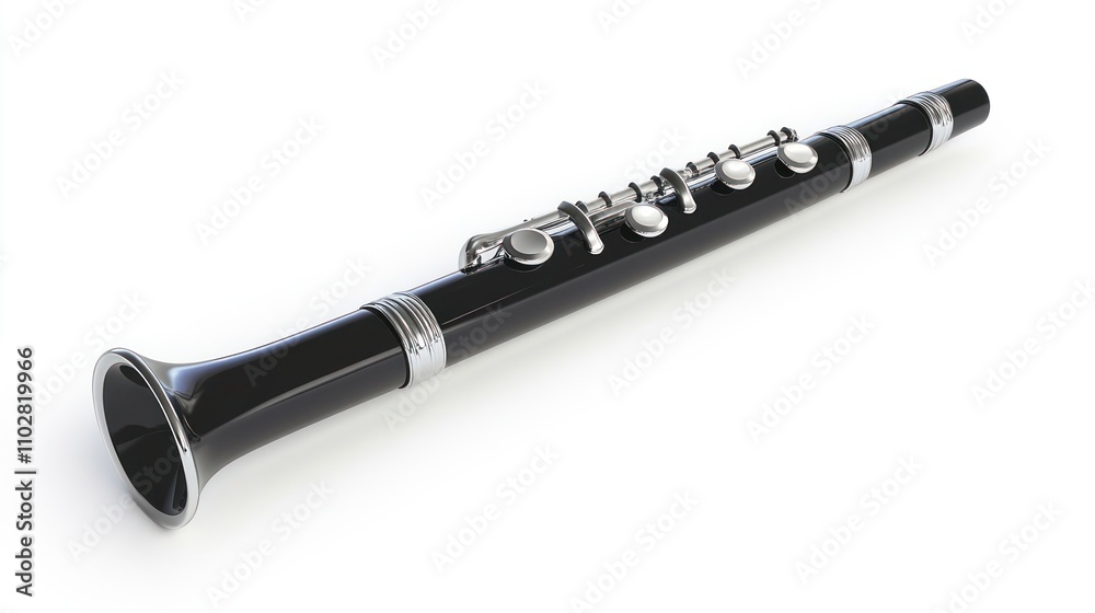 Naklejka premium A sleek black clarinet, showcasing its elegant design and musical purpose.