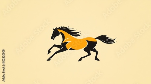 A stylized graphic of a horse in motion, emphasizing speed and elegance. photo