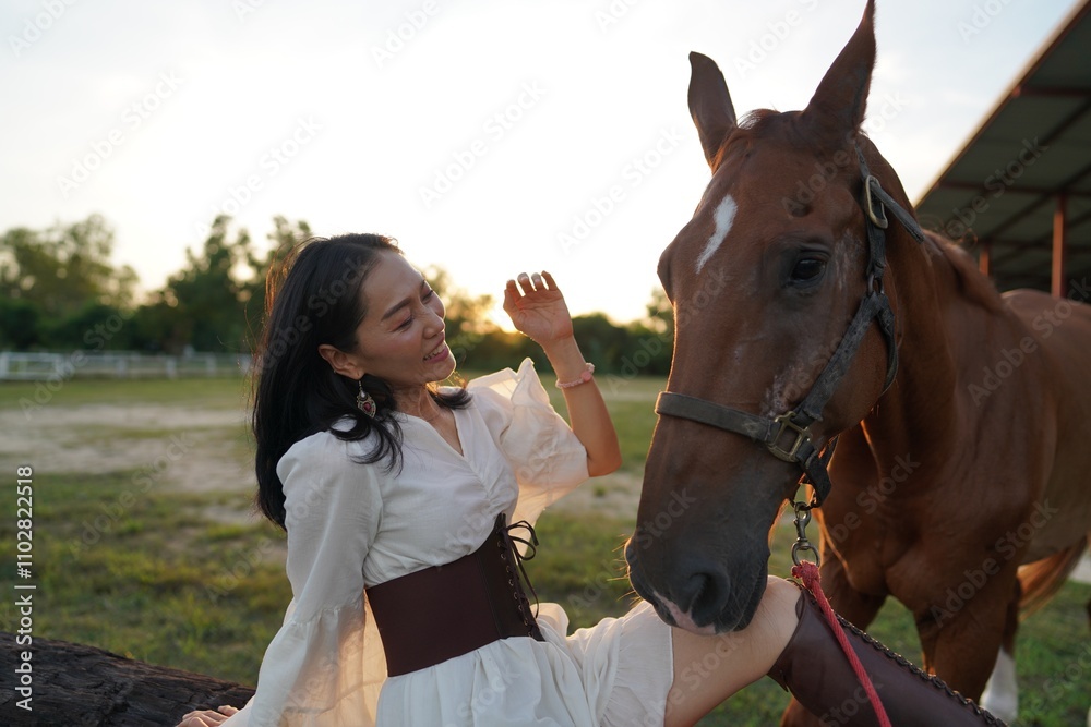 Obraz premium girl and horse