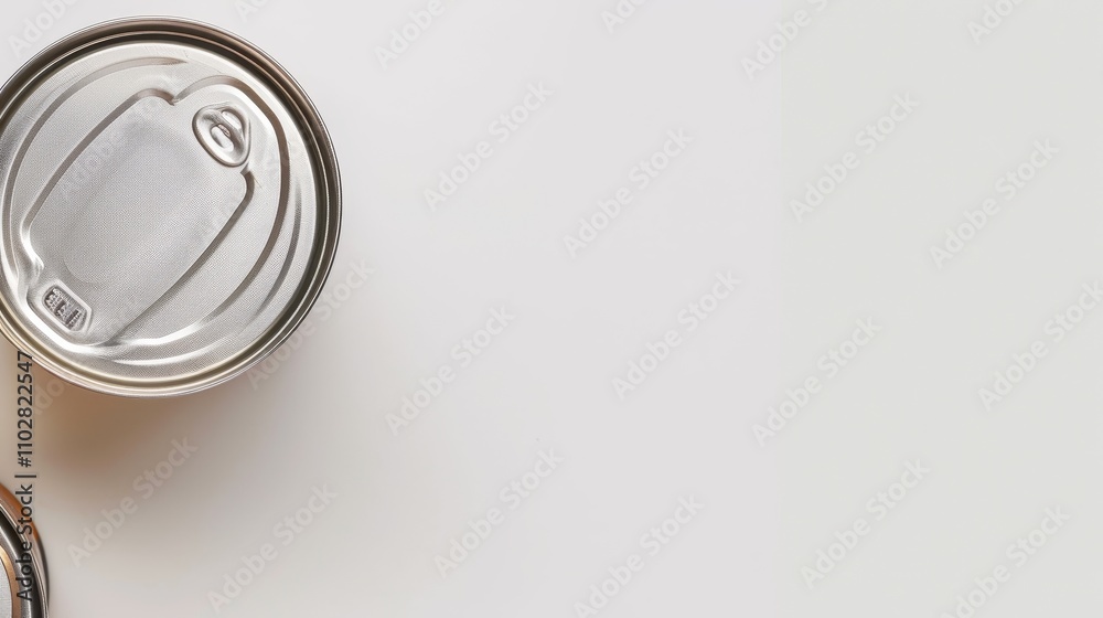 Close-up of unopened canned food with recall label on clean white background, slight tilt emphasizing label, copy space for text. Close-up of unopened canned food with recall label on clean white background, slight tilt emphasizing label, copy space for text.