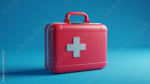 First aid kit isolated on blue background