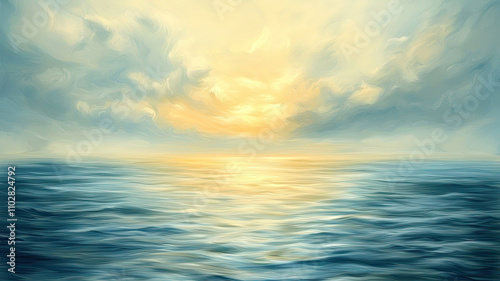 Wallpaper Mural Serene ocean view with soft waves and golden sunset reflecting on water. tranquil atmosphere evokes sense of peace and calmness Torontodigital.ca