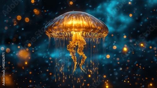 Wallpaper Mural Glowing Jellyfish in Enchanting Underwater World Captivating Bioluminescent Marine Creature Lighting Up the Ocean Torontodigital.ca