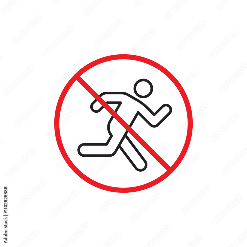 Stop do not run isolated pictogram prohibition running sign Stop do not run isolated pictogram prohibition running sign