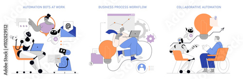 Business Process Automation. Flat Vector Illustration
