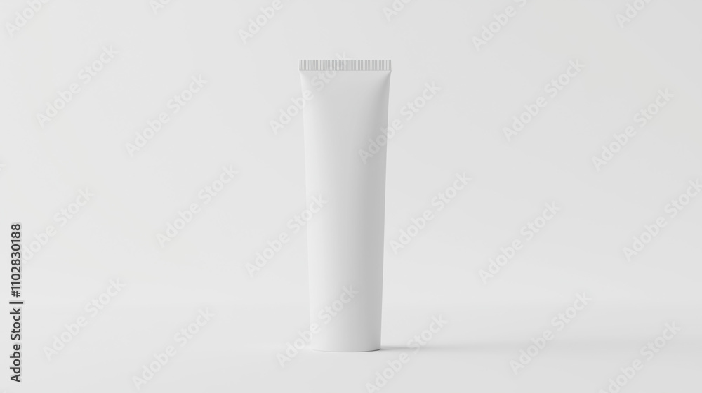 Blank White Cosmetic Tube Mockup: A pristine, tall and slender white tube mockup isolated against a minimalist background, ready for your product design or branding. Blank White Cosmetic Tube Mockup: A pristine, tall and slender white tube mockup isolated against a minimalist background, ready for your product design or branding.