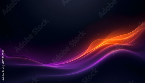 Abstract grainy gradient background purple pink orange black glowing color wave dark backdrop noise texture banner poster header design. Banner poster header design with gritty gradient background photo