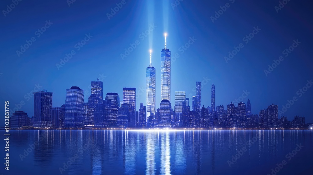 A sleek, vector-style illustration of the New York skyline at dusk, featuring simplified buildings and a glowing horizon A sleek, vector-style illustration of the New York skyline at dusk, featuring simplified buildings and a glowing horizon