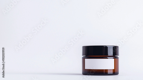 Amber Glass Jar with Blank ...