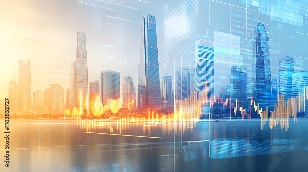 Financial Technology Background with Data Visualization of Future Smart City Financial Technology Background with Data Visualization of Future Smart City