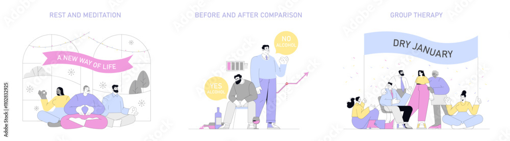 Dry January. Flat Vector Illustration Dry January. Flat Vector Illustration