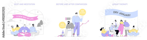 Dry January. Flat Vector Illustration