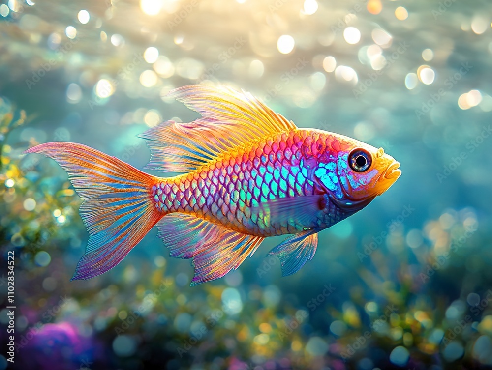 Vibrant Rainbow Fish in Sparkling Underwater Paradise Vibrant Rainbow Fish in Sparkling Underwater Paradise
