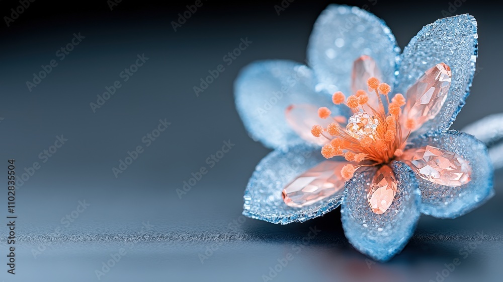 Sparkling Crystal Cosmos Flower Macro Photography of Blue and Orange Jewel Bloom Sparkling Crystal Cosmos Flower Macro Photography of Blue and Orange Jewel Bloom