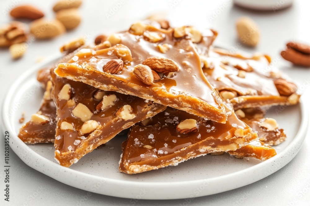 Elegant Brittle on Marble Plate with Natural Light Elegant Brittle on Marble Plate with Natural Light