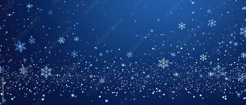 Christmas concept with snowflakes and pine needles on deep blue backdrop, nature, wintertime, celebration, evergreens
