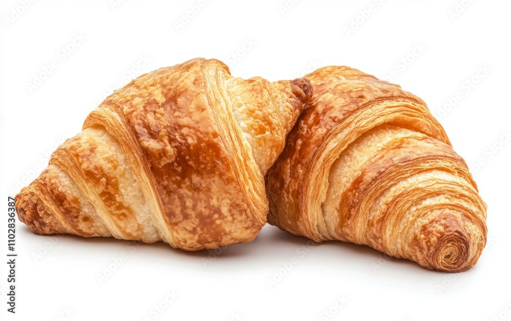 Two french croissant isolated on white background Two french croissant isolated on white background