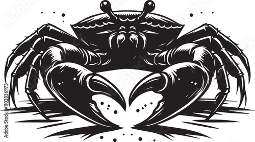 A crab slouched with its claws resting on the ground silhouette vector