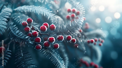 Wallpaper Mural Frosty red berries on winter branch. Torontodigital.ca