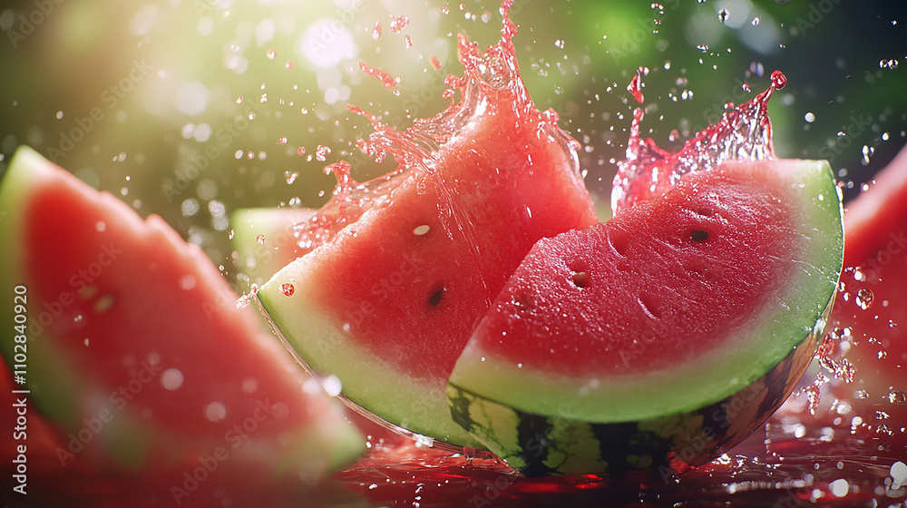 Watermelon slices bursting with juice Watermelon slices bursting with juice