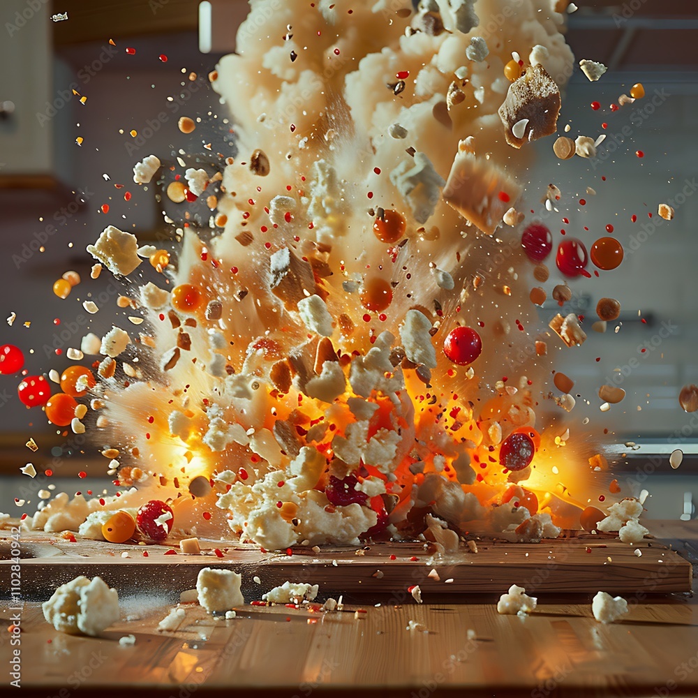 Popcorn Rising Hot popcorn being freshly popped in a movie theater concession stand ...