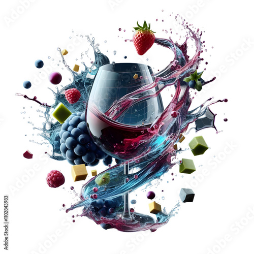 Wine and Gravity A Study in Splashes isolated on Transparent background  2