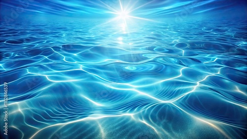 Clear glowing blue water with abstract waves background, water, blue, clear, glowing, abstract, waves, background, ocean