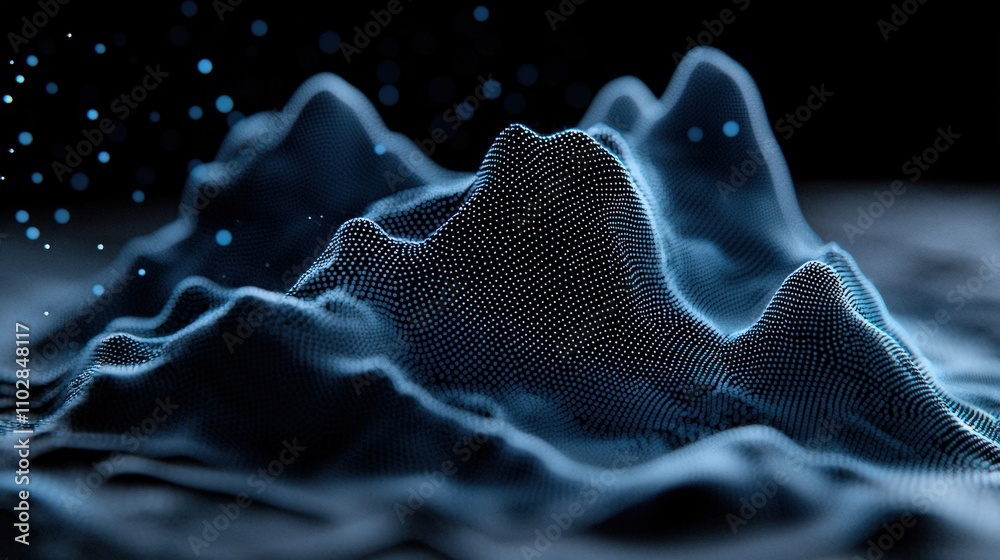 Naklejka premium Abstract Digital Landscape Glowing Dots Data Visualization Technology Background
