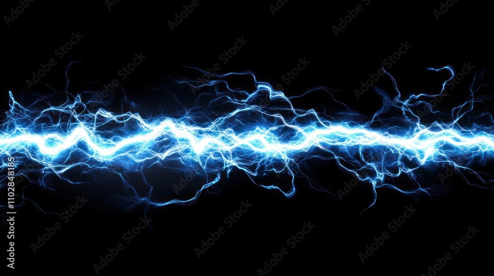Fototapeta premium Electric blue lightning bolt on a black background