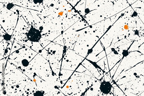 seamless of  japan black ink style splatter stroke paint brush paint paper texture isolated on white background. , isolated on white background,  , copy space, copy space for text,
