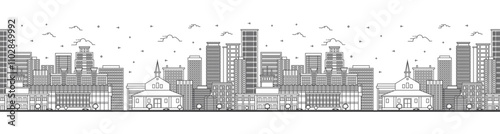 Seamless pattern with Outline Kinshasa Congo City Skyline with Modern and Historic Buildings Isolated on White. Kinshasa Africa Cityscape with Landmarks.