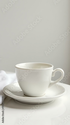 Elegant White Coffee Cup and Saucer