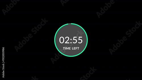simple 3 minutes countdown timer animation, 3 minutes circle timer  countdown.