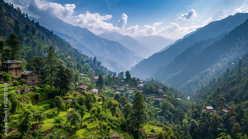 A mountain valley, Jibhi, in the Tirthan Valley.