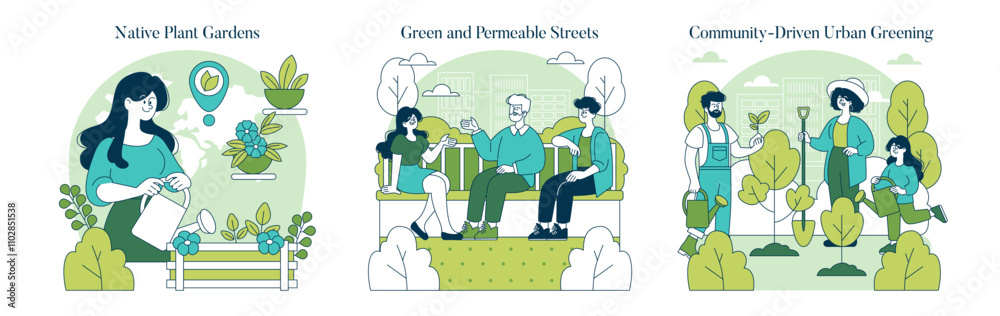 Green Infrastructure. Flat Vector Illustration Green Infrastructure. Flat Vector Illustration