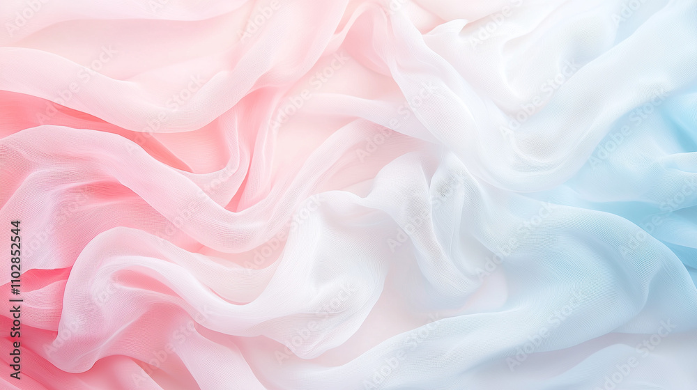 Obraz premium Pastel Dream: Soft, flowing fabric in a dreamy ombre of pink and blue. A delicate and ethereal texture perfect for backgrounds and design inspiration.