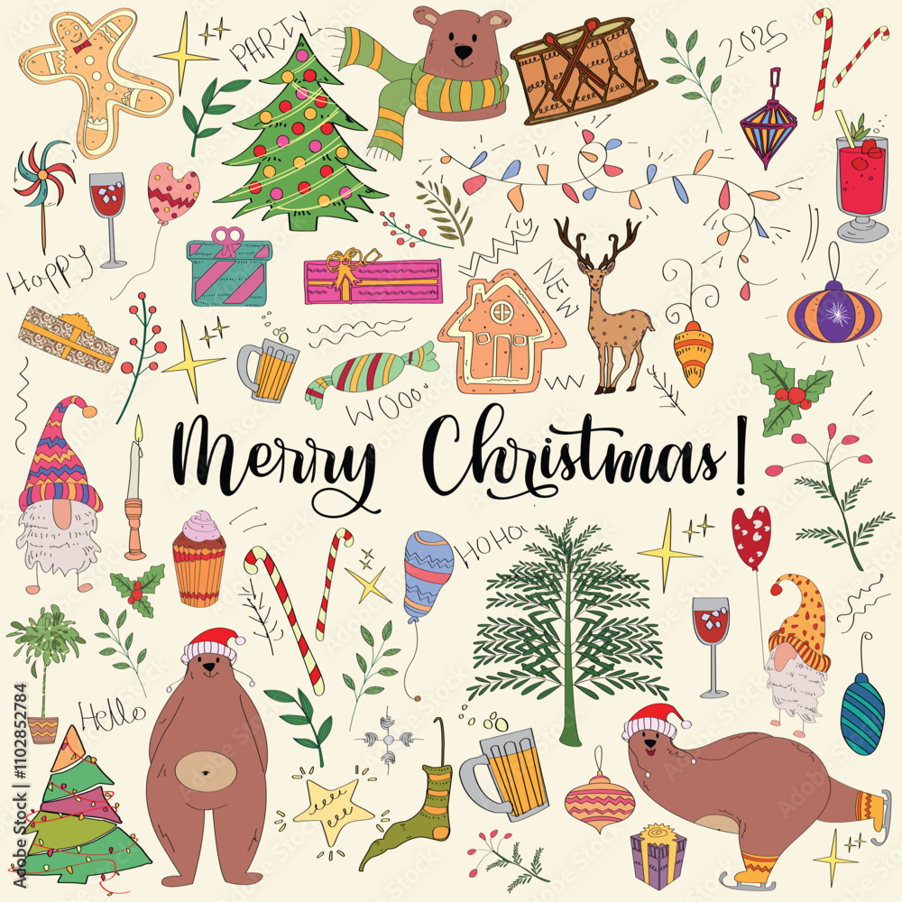 Fototapeta premium New year and Merry Christmas 2025 celebrated all over world