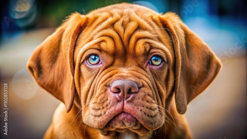 Adorable French Mastiff Puppy in Macro Photography, Capturing Cuteness and Details of Fur, Eyes, and Playful Expressions, Perfect for Animal Lovers and Pet Enthusiasts