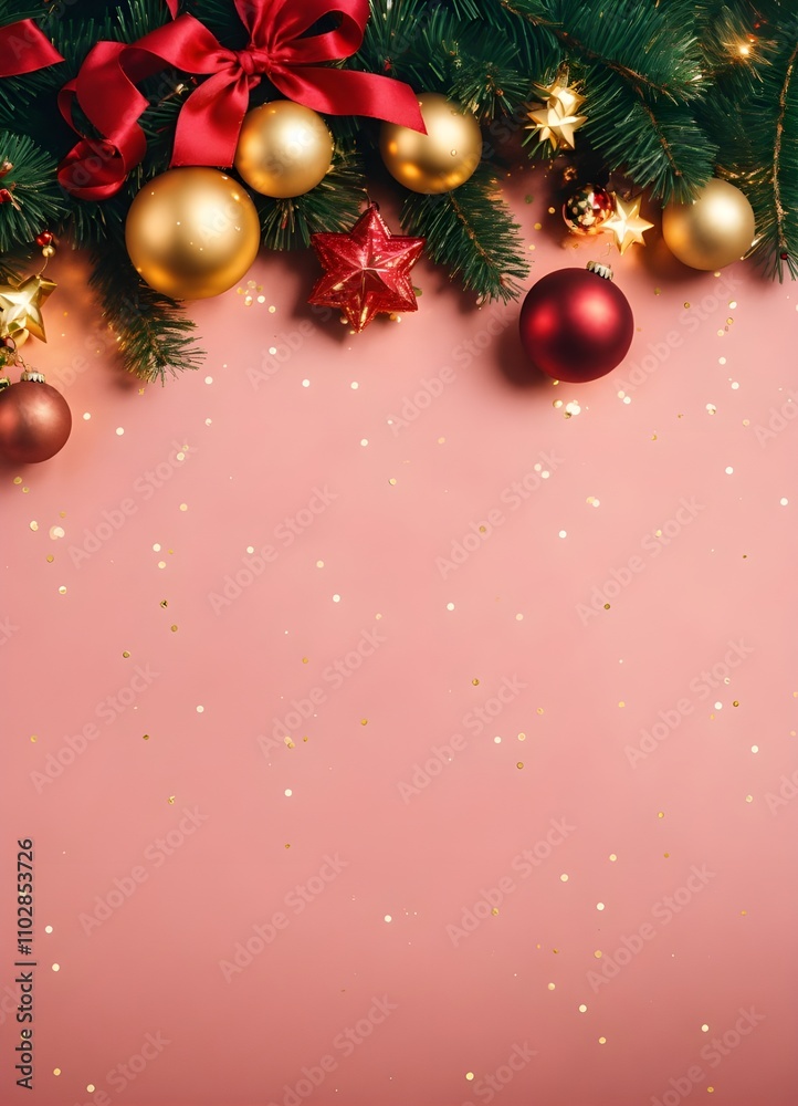 christmas background with balls and fir branches christmas background with balls and fir branches