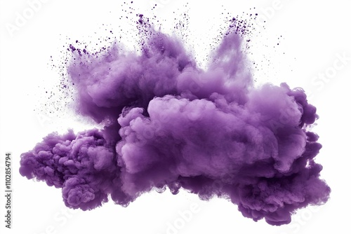 purple smoke powder explosion isolated on white or transparent png