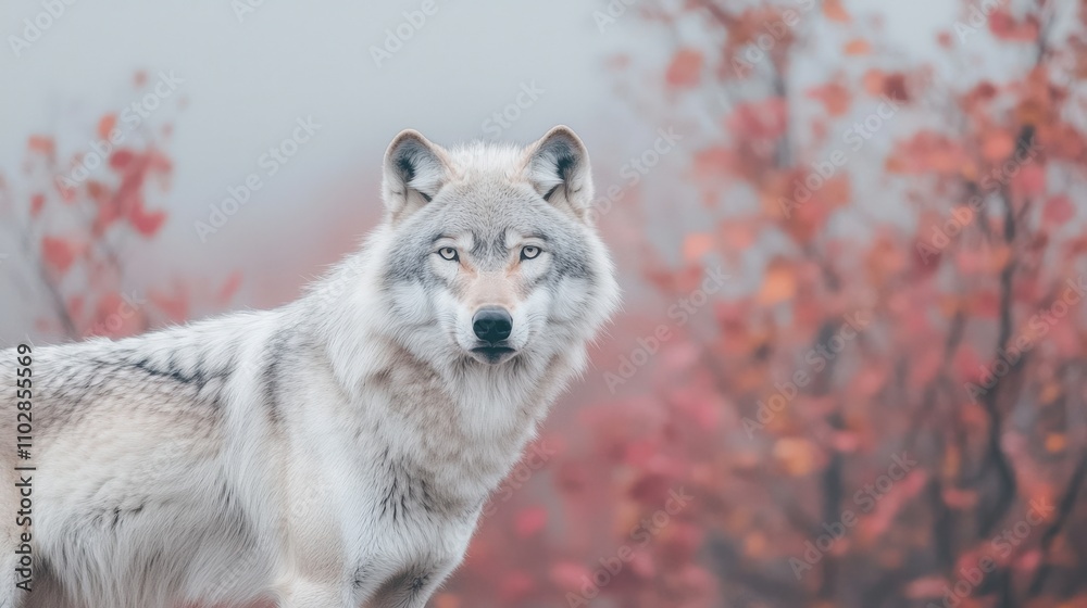 Obraz premium Majestic Gray Wolf in Autumn Forest Wildlife Photography
